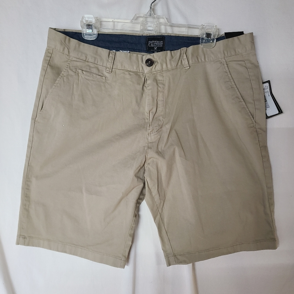 NWT PX Premium Xpression SZ 33 Tan Cotton 97% Spandex 3% Shorts
